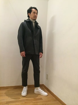 「orcival」｜「アイテム（ピーコート）」を使った、大宮ルミネ店 スタッフさん（メンズ・170cm）の冬コーディネート