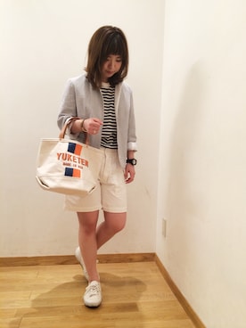 「GALLEGO DESPORTES」｜「アイテム（ジャケット/アウター）」を使った、大宮ルミネ店 スタッフさん（レディース・147cm）の夏コーディネート