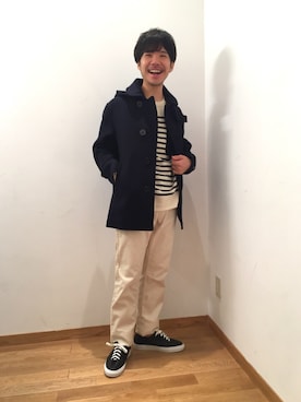 「orcival」｜「アイテム（ピーコート）」を使った、大宮ルミネ店 スタッフさん（メンズ・165cm）の秋コーディネート