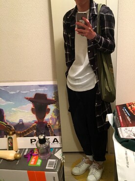 「MYne（マイン）のアイテム（シューズ）」を使った、MaSaさん（メンズ・177cm）の秋コーディネート