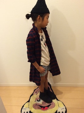 「プチプラミックス」｜「アイテム（ハンチング/ベレー帽）」を使った、emmaさん（キッズ・125cm）の秋コーディネート