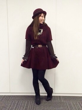 「axes femme（アクシーズファム）のアイテム（ワンピース/ドレス）」を使った、きよねさん（レディース・158cm）の冬コーディネート