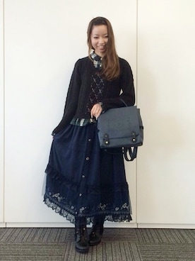 「axes femme（アクシーズファム）のアイテム（ブーツ）」を使った、きよねさん（レディース・158cm）の冬コーディネート