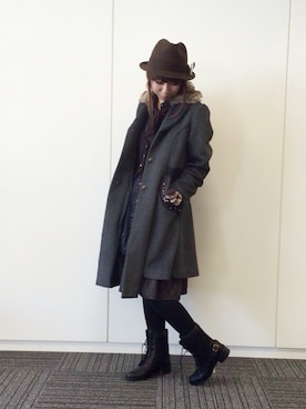 「axes femme（アクシーズファム）のアイテム（ダッフルコート）」を使った、きよねさん（レディース・158cm）の冬コーディネート