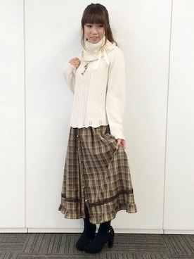 「axes femme（アクシーズファム）のアイテム（スカート）」を使った、きよねさん（レディース・158cm）の冬コーディネート