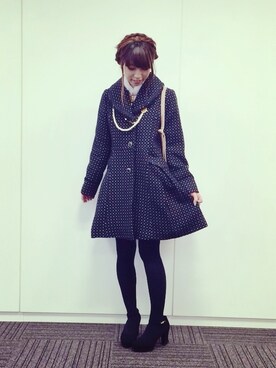 「axes femme（アクシーズファム）のアイテム（ダッフルコート）」を使った、きよねさん（レディース・158cm）の冬コーディネート