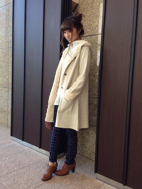 「axes femme（アクシーズファム）のアイテム（カーディガン/ボレロ）」を使った、きよねさん（レディース・158cm）の秋コーディネート