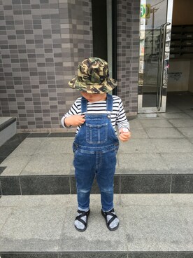 「アイテム（サロペット/オーバーオール、ブルー系）」を使った、kiyoさん（キッズ・100cm）の春コーディネート