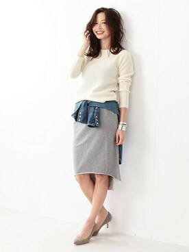 「Lee（リー）のアイテム（シャツ/ブラウス）」を使った、Demi-Luxe BEAMSさん（レディース・160cm）の冬コーディネート
