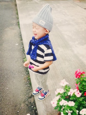 「MoL（モル）のアイテム（パンツ）」を使った、rotta*さん（キッズ・80cm）の秋コーディネート