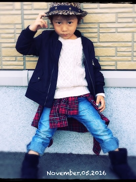 「アイテム（シャツ/ブラウス）」を使った、AKIRAさん（キッズ・100cm）の秋コーディネート