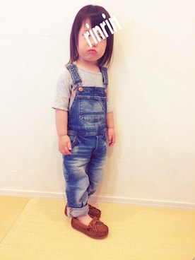 「MARKEY'S（マーキーズ）のアイテム（Tシャツ/カットソー、グレー系）」を使った、rinka時々yukinoさん（キッズ・110cm）の春コーディネート