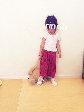 「MARKEY'S（マーキーズ）のアイテム（スカート、レッド系）」を使った、rinka時々yukinoさん（キッズ・110cm）の夏コーディネート