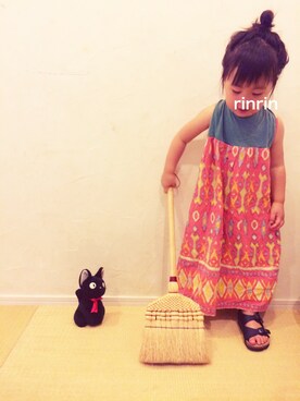 「MARKEY'S（マーキーズ）のアイテム（ワンピース、レッド系）」を使った、rinka時々yukinoさん（キッズ・110cm）の夏コーディネート