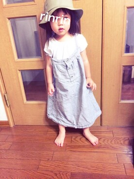「MARKEY'S（マーキーズ）のアイテム（ワンピース、ブルー系）」を使った、rinka時々yukinoさん（キッズ・110cm）の夏コーディネート