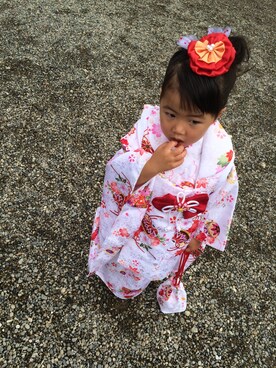 「七五三のアイテム（浴衣、ホワイト系）」を使った、rinka時々yukinoさん（キッズ・110cm）の秋コーディネート