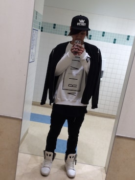 「asos（エイソス）のアイテム（その他アウター）」を使った、ちゃらたくさん（メンズ・183cm）の冬コーディネート