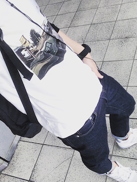 「M（エム）のアイテム（Tシャツ/カットソー、ホワイト系）」を使った、niko.328さん（メンズ・167cm）の夏コーディネート