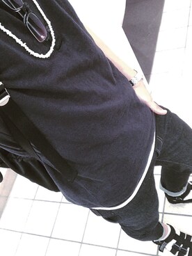 「NANO universe（ナノユニバース）のスラブコンビヘンリーT（Tシャツ/カットソー、ブルー系）」を使った、niko.328さん（メンズ・167cm）の夏コーディネート