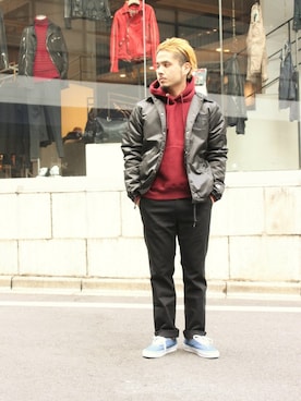 「Champion（チャンピオン）のアイテム（その他）」を使った、OHMIYAさん（メンズ・166cm）の冬コーディネート