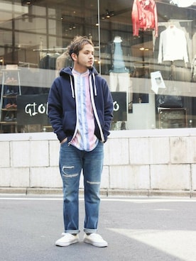 「Engineered Garments（エンジニアードガーメンツ）のアイテム（その他）」を使った、OHMIYAさん（メンズ・166cm）の春コーディネート