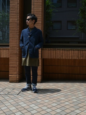 「Engineered Garments（エンジニアードガーメンツ）のアイテム（その他）」を使った、OHMIYAさん（メンズ・166cm）の夏コーディネート