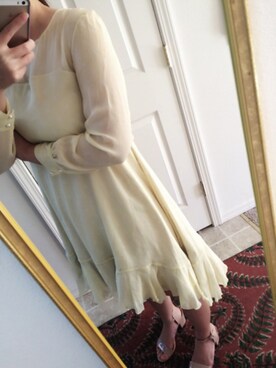 「ME COUTURE（ミークチュール）のアイテム（ワンピース/ドレス、イエロー系）」を使った、Violet菫さん（レディース・160cm）の春コーディネート
