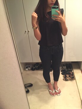 「GAP（ギャップ）のアイテム（デニムパンツ、ブルー系）」を使った、msk!さん（レディース・160cm）の秋コーディネート