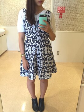 「GAP（ギャップ）のアイテム（ワンピース、ブルー系）」を使った、msk!さん（レディース・160cm）の秋コーディネート