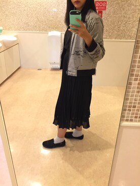 「GU（ジーユー）のアイテム（スカート、ブラック系）」を使った、msk!さん（レディース・160cm）の秋コーディネート
