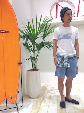 「越谷レイクタウン」｜「アイテム（帽子）」を使った、BF　HONMAさん（メンズ・172cm）の春コーディネート