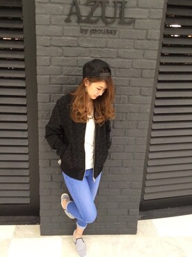 「AZUL by moussy（アズールバイマウジー）のアイテム（MA-1）」を使った、airiさん（レディース・163cm）の春コーディネート