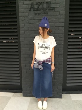 「アイテム（デニムスカート）」を使った、airiさん（レディース・164cm・20代）の春コーディネート