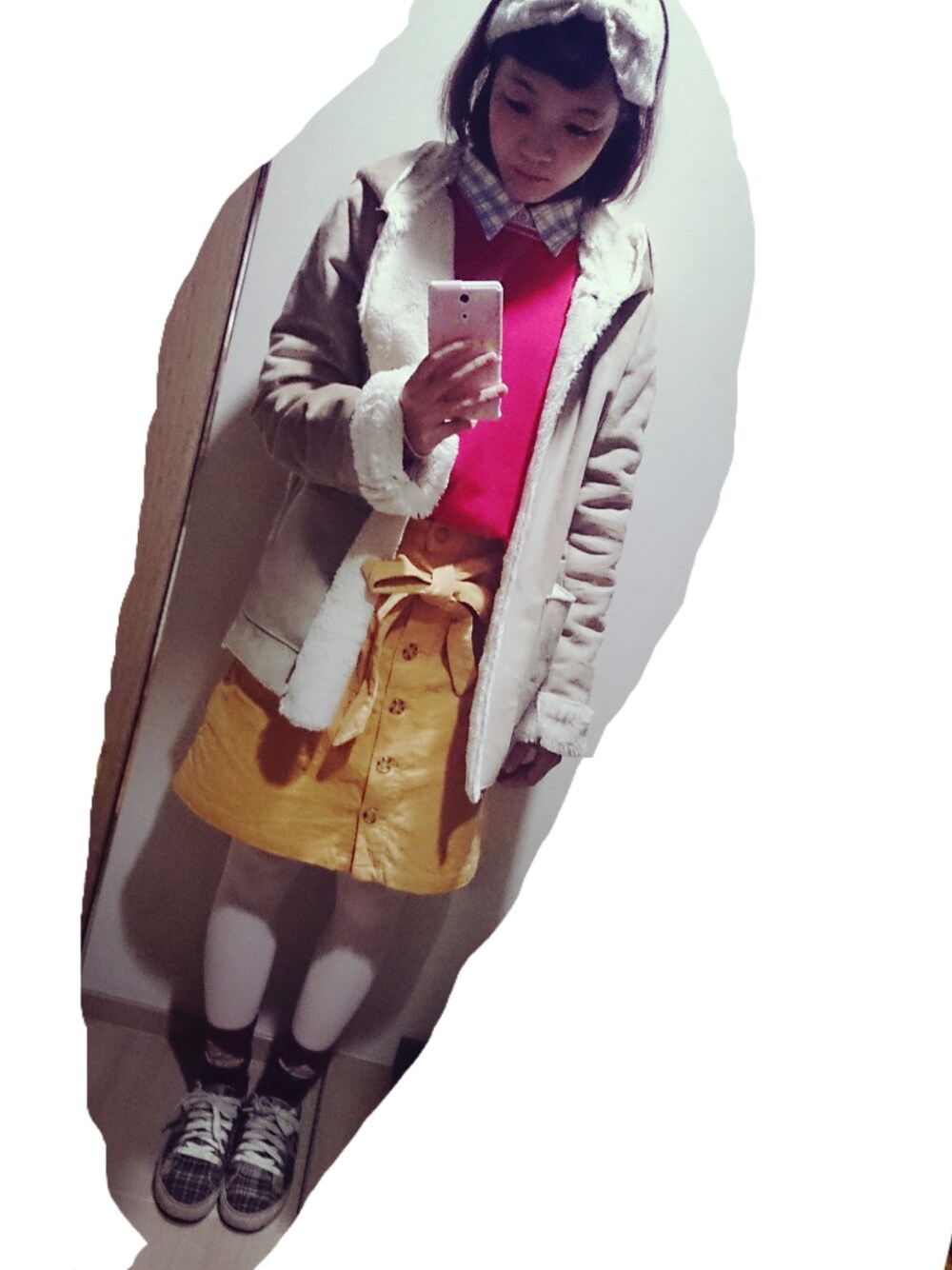 「お散歩♪」｜「スカート crisp （スカート、イエロー系）」を使った、aruka  さん（レディース・154cm）の冬コーディネートの1枚目の写真