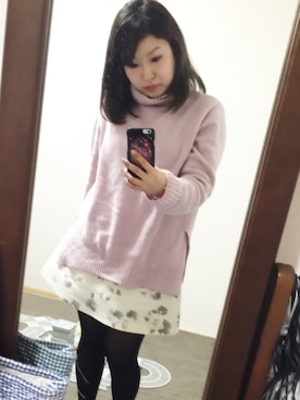 「花柄 スカート」｜え り り んさん（レディース・148cm）の冬コーディネート