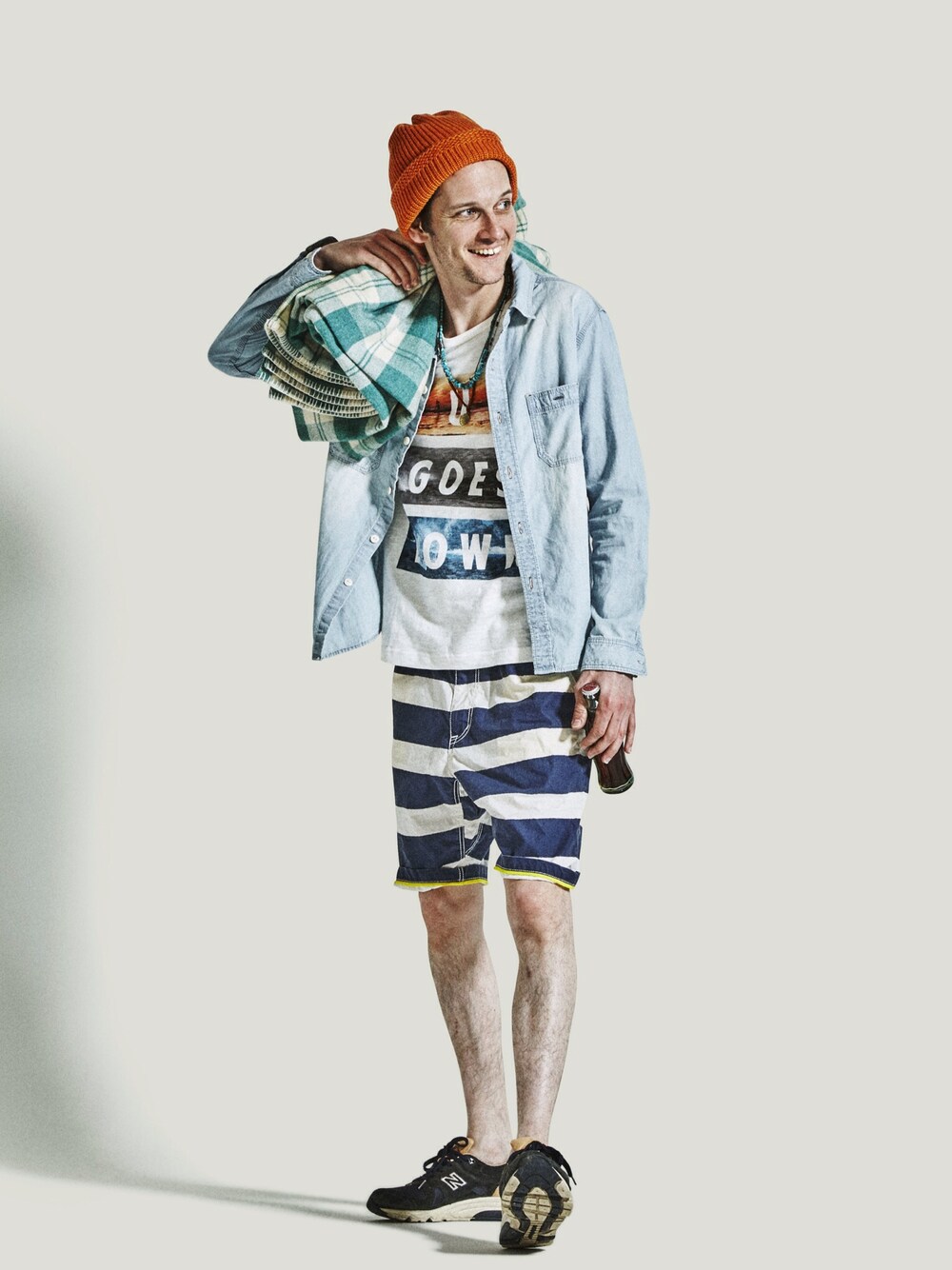 「デニムシャツ、メンズ、シャンブレーシャツ、ブリーチデニム」｜「KRIFF MAYERのアイテム（シャツ/ブラウス、ブルー系）」を使った、ｍａｓａ４４４さん（メンズ・180cm）の春コーディネートの1枚目の写真