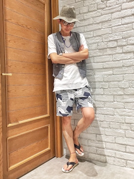 「RAGEBLUE（レイジブルー）のアイテム（帽子）」を使った、ヒロさん（メンズ・182cm）の夏コーディネート