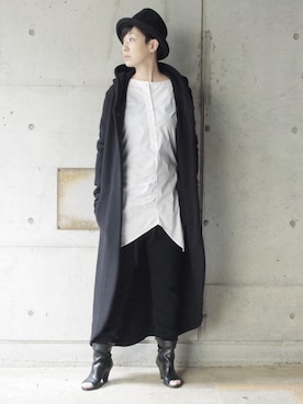 「ブラック×ホワイト」｜「アイテム（その他アウター）」を使った、MoRAさん（レディース・163cm）の秋コーディネート