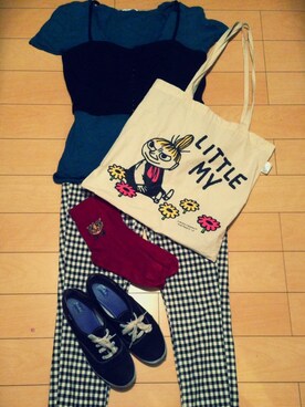 「Keds（ケッズ）のKEDS (ケッズ）　Rinajour別注　CHAMPION OXFORD キャンバススニーカー (23)（スニーカー、ブルー系）」を使った、yannさん（レディース・161cm）の春コーディネート