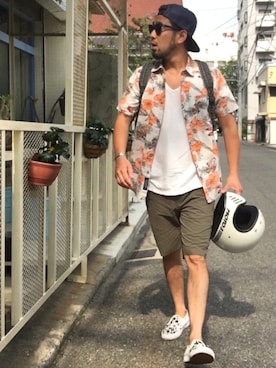 「Afends（アフェンズ）のアイテム（バッグ）」を使った、yuichiroさん（メンズ・170cm）の夏コーディネート