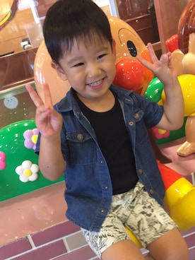 「e.a.B（エーアーベー）のアイテム（トップス）」を使った、Riku♡Ruiさん（キッズ・100cm）の夏コーディネート