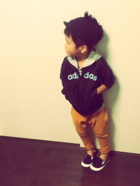 「アイテム（ナイロンジャケット）」を使った、haruaoさん（キッズ・110cm）の秋コーディネート