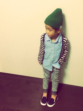 「スウェット×シャツ」｜haruaoさん（キッズ・110cm）の秋コーディネート