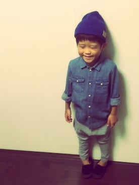 「スウェット×シャツ」｜haruaoさん（キッズ・110cm）の秋コーディネート