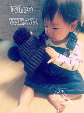 「Wrangler（ラングラー）のアイテム（サロペット/オーバーオール）」を使った、Nico◡̈♥︎さん（キッズ・60cm）の秋コーディネート