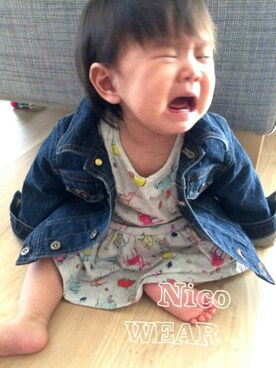 「COMME CA DU MODE（コムサデモード）のアイテム（デニムジャケット）」を使った、Nico◡̈♥︎さん（キッズ・60cm）の秋コーディネート