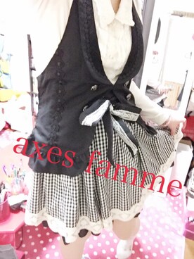 「axes femme（アクシーズファム）のアイテム（ベスト）」を使った、ななこさん（レディース・152cm）の冬コーディネート