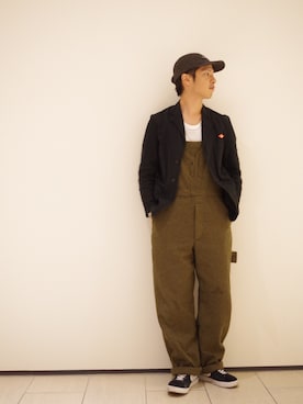 「Engineered Garments（エンジニアードガーメンツ）のアイテム（サロペット/オーバーオール）」を使った、Shibagaki Takuyaさん（メンズ・173cm）の秋コーディネート