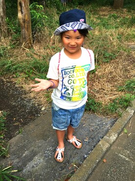 「BOOFOOWOO」｜YUNAchocoさん（キッズ・120cm）の夏コーディネート