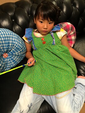 「BOOFOOWOO」｜「アイテム（ワンピース/ドレス）」を使った、YUNAchocoさん（キッズ・120cm）の夏コーディネート